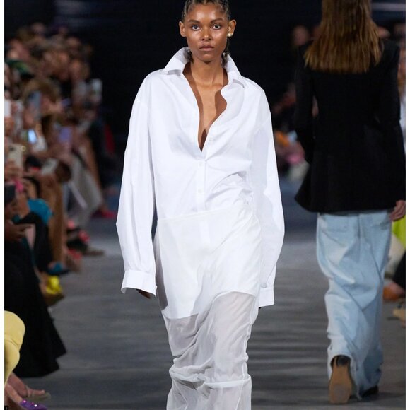 Tibi Eco Poplin Twisted Sleeve White Shirt Dress XS - Picture 12 of 13